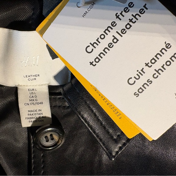 H&M NWT Knee Length Black Leather Jacket in Sz M - Picture 15 of 15
